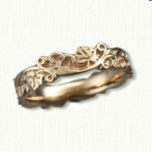 Ivy and Vine - Sculpted Floral Wedding Band (5-6mm)