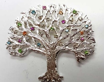 Custom Family Tree Mother's Brooch / Pin in Sterling Silver - Select 5-20 SIMULATED Birthstones (2.5mm) - Great Gift for Mom or Grandma!