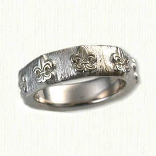 Fleur de Lis or French Lily Band with No Rails (5mm width)