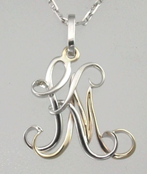 Custom Two Initial Monogram Pendant Any 