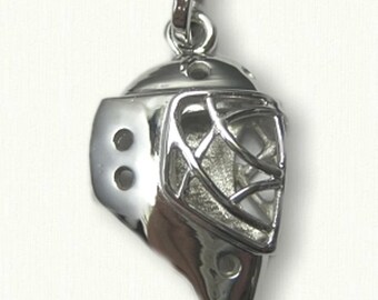 Goalie Mask Charm or Necklace in 3-D with a flat back  (SS04181). Awesome Gift for any Hockey Fan!