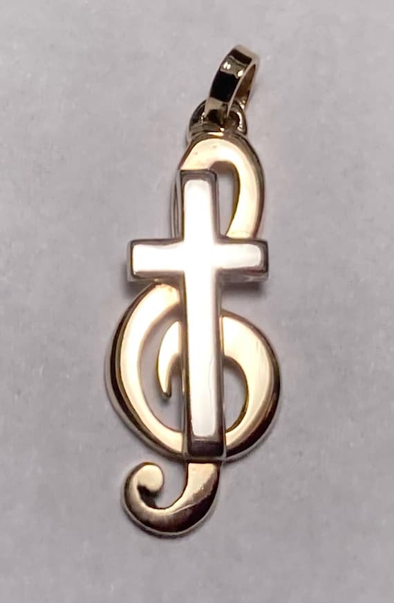 G Clef / Treble Clef & Cross Pendant (CR00150) Beautiful Music