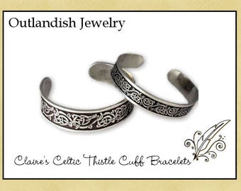 Claire's Celtic Highland Thistle Cuff Bracelet in Sterling Silver OR Copper - 2 widths to choose from