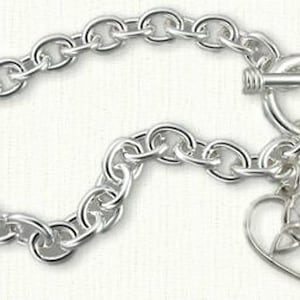 Celtic Toggle Bracelet with Trinity/Heart Charm Length : 7 1/4" - Sterling Silver