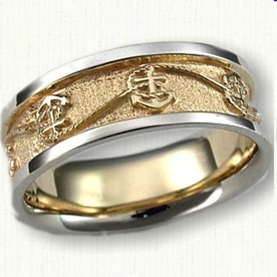 Mens nautical wedding bands deals