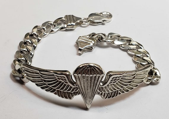Navy or Military Jump Wings Bracelet (SS08120 / 9.4mm Link