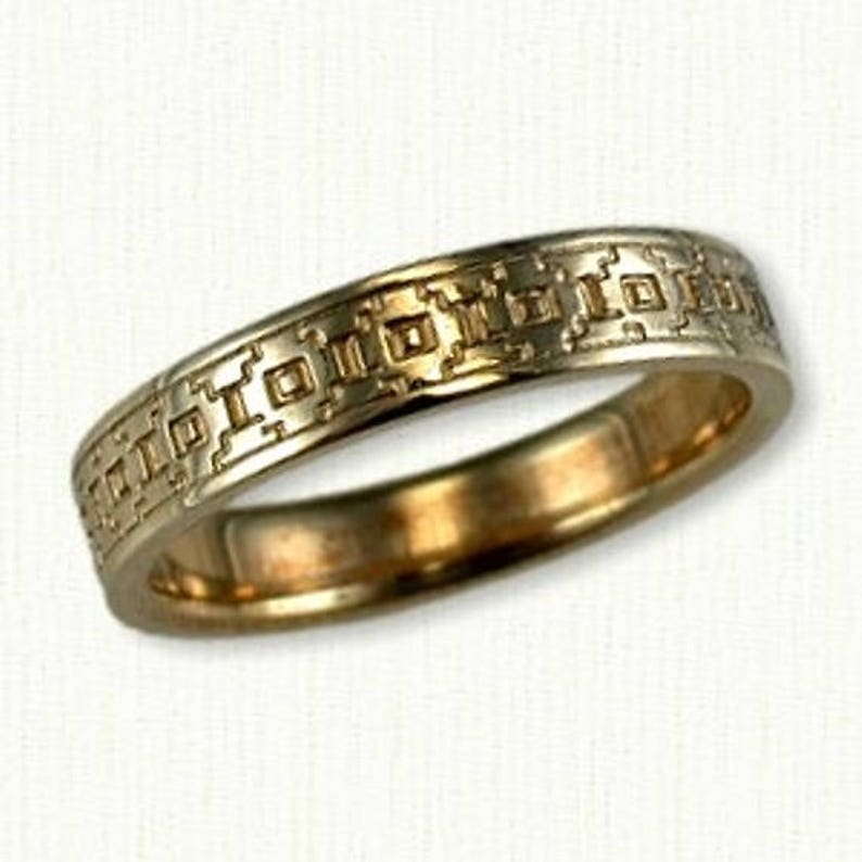Available In All Metals /& Sterling Silver 4.0 mm Narrow Southwestern Saguaro Style Wedding Band