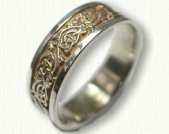 Claire's Thistle Ring, GEEN GRAVURE, Sterling zilver met 18kt geelgoud galvaniseren in uitsparingen. Originele Gabaldon-ring