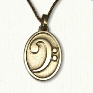 Oval Bassschlüssel ODER Violinschlüssel Anhänger mit Kette - Tolles Geschenk für den Musikliebhaber!
