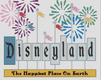 1960s Disneyland Sign with Fireworks