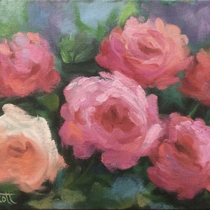 Original Art Oil Painting, &quot;Garden Roses&quot; by Jason Walcott