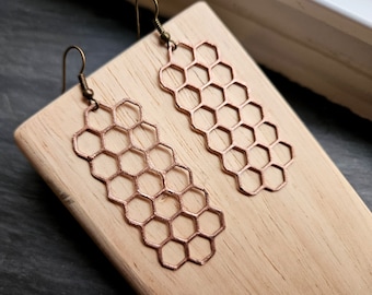 Copper Honeycomb Earrings