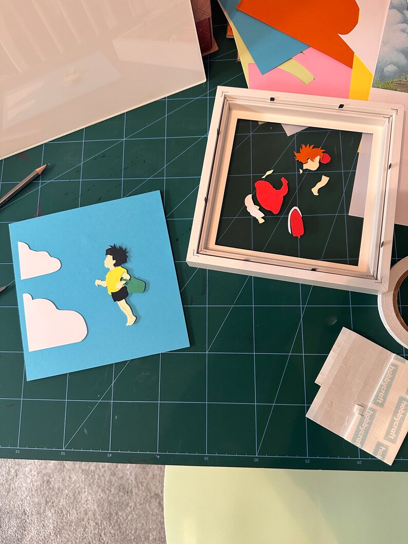 Hand Cut 3D Papercraft Ponyo Ghibli Shadowbox Etsy