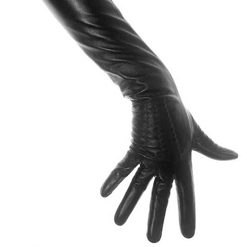 Long Black Opera Leather Gloves Etsy