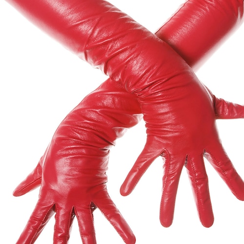 Long Black Opera Leather Gloves Etsy