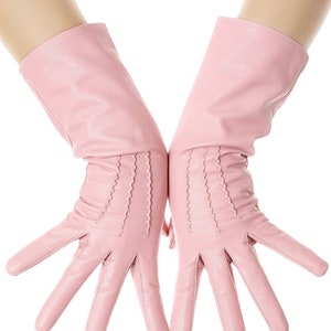 Sugar Pink Mid Length Leather Gloves image 1