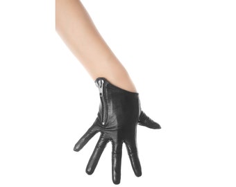 Black Zip Leather Gloves