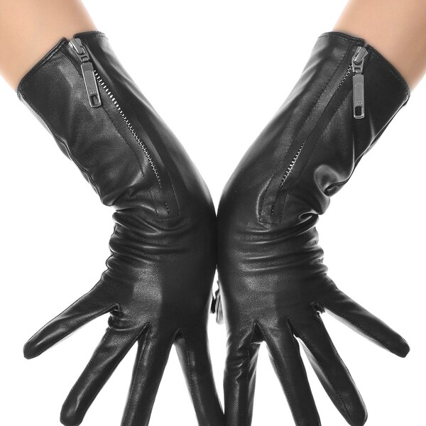Black Leather Gloves Etsy