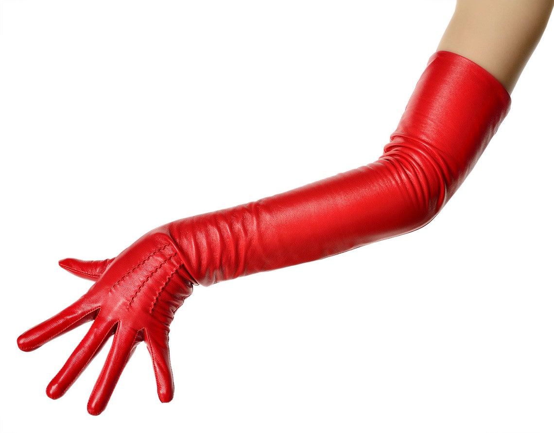 Leather Opera Gloves in Lemon main image 1