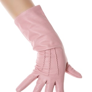 Sugar Pink Mid Length Leather Gloves image 3