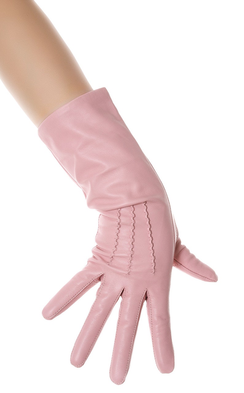 Sugar Pink Mid Length Leather Gloves image 3