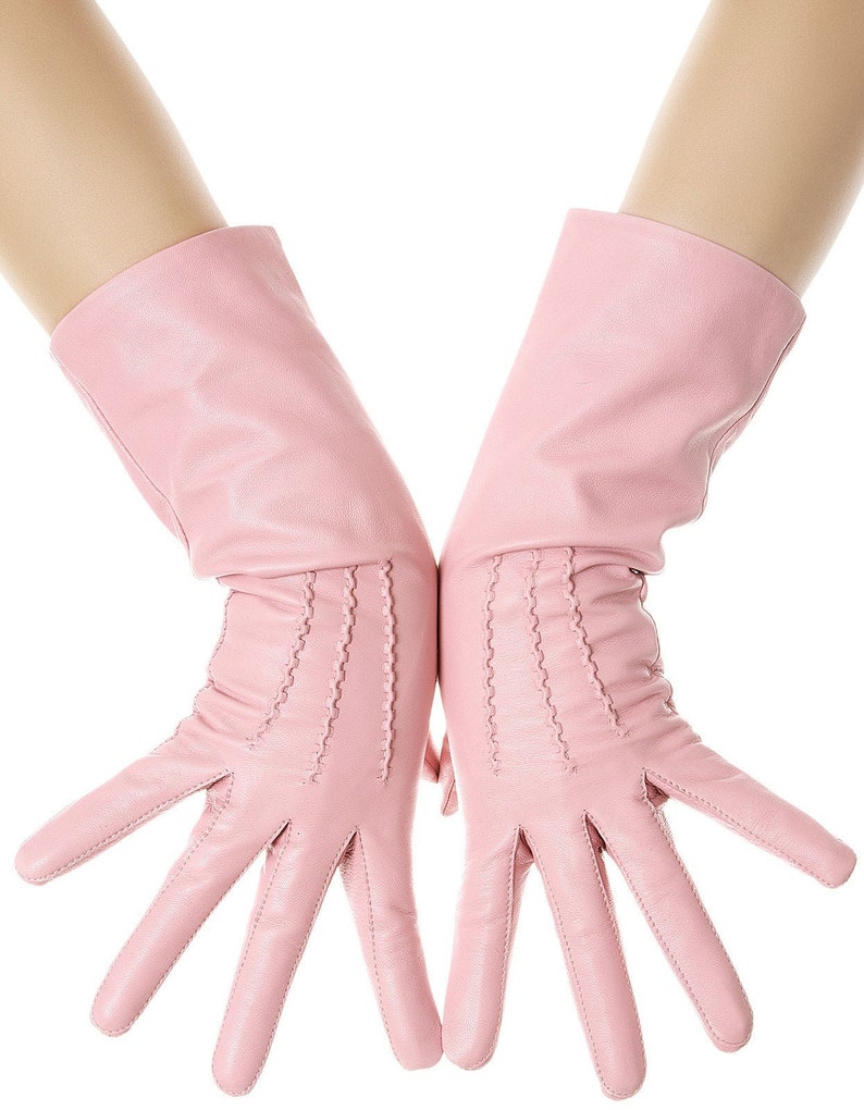 Sugar Pink Mid Length Leather Gloves image 1