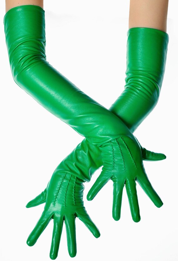 Leather Opera Gloves in Lemon