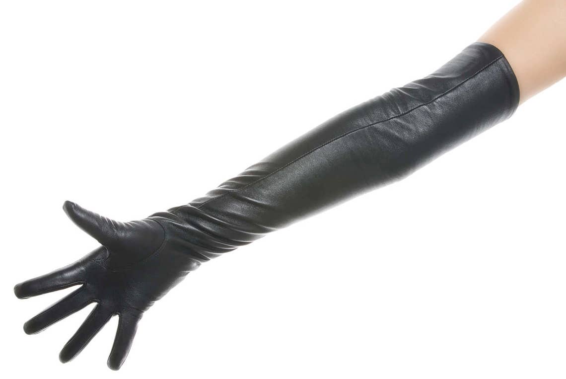 Long Black Opera Leather Gloves Etsy