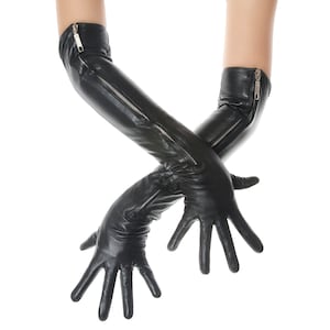 Long Zip Opera Leather Gloves