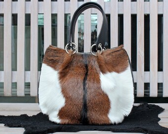 cowhide fur purse