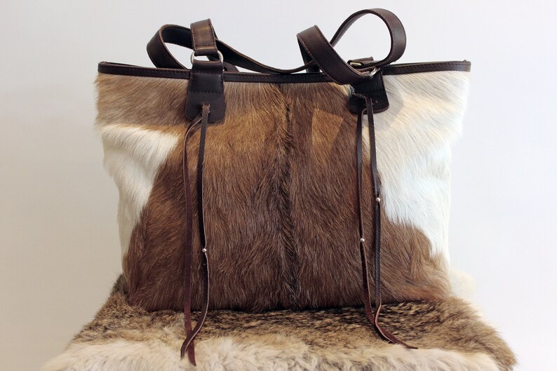 BROWN COWHIDE BAGS Cowhide Shoulder Bag Cowhide Tote Bag image 0