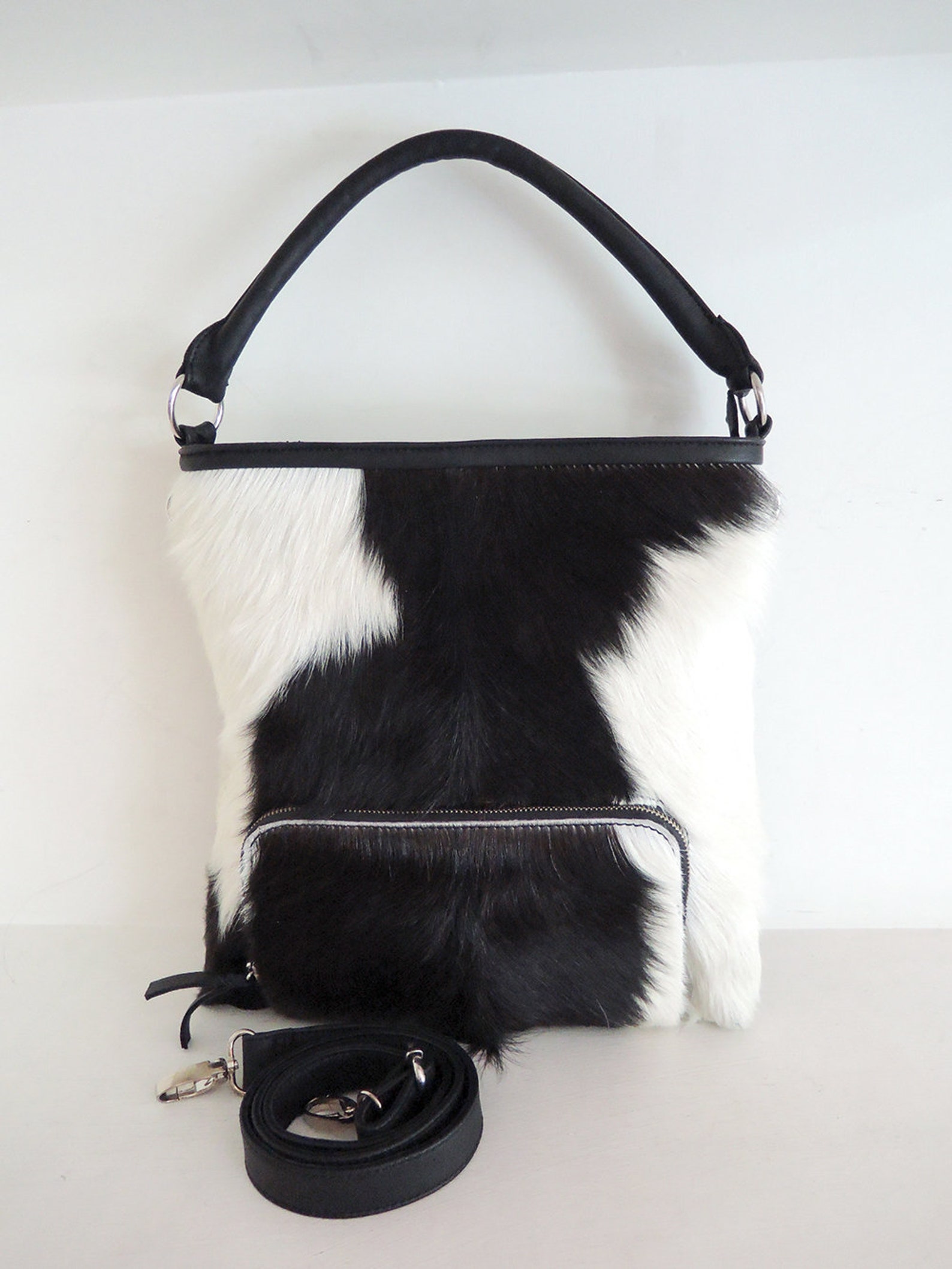 COWHIDE PURSE COWHIDE Bags Black and White Cowhide Handbags Etsy