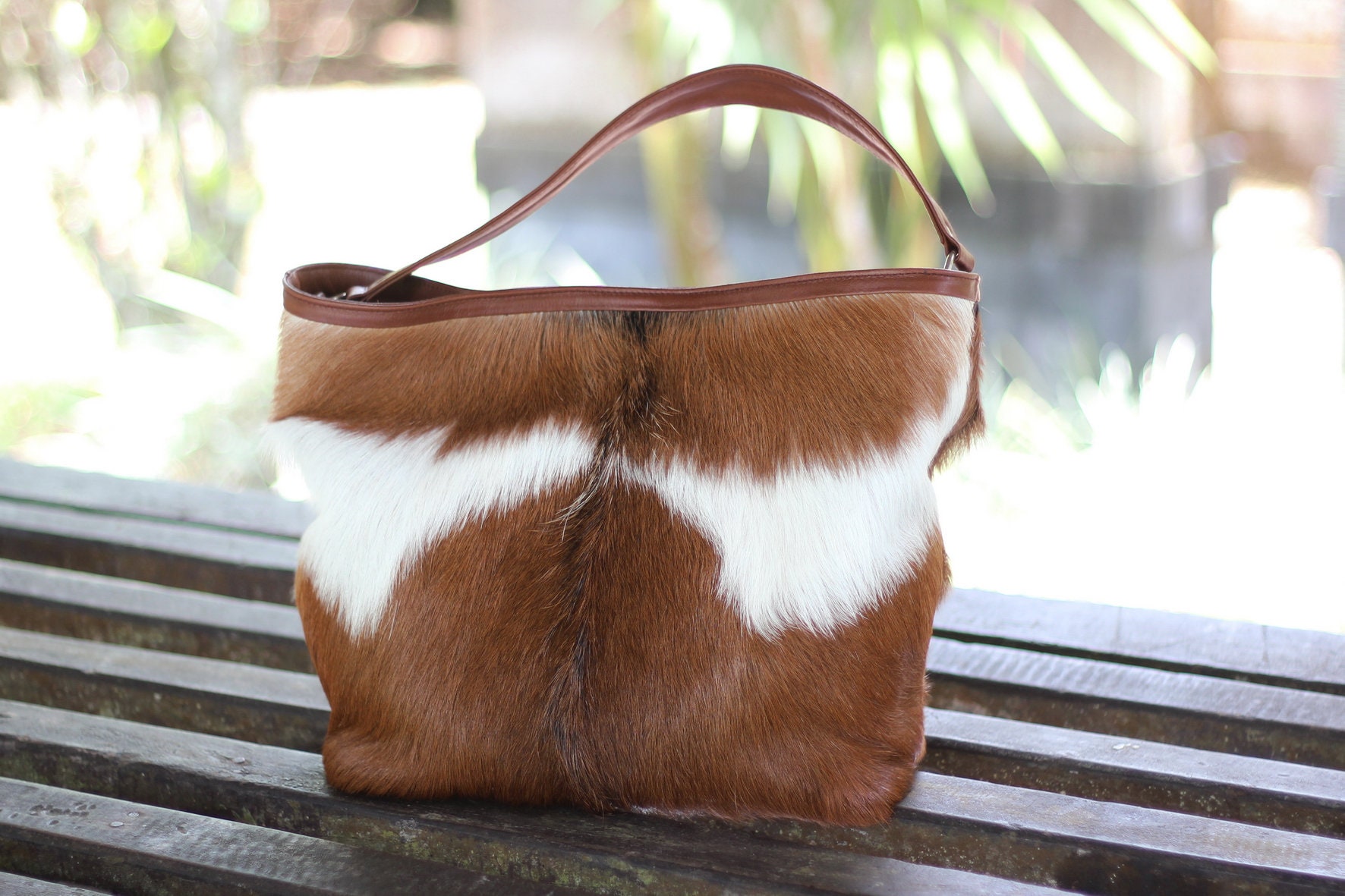 Boutique Leather Dark Brown and Cream Calf Hide Women\'s Bag Cowhide Purse Unique Piece Cow Hide Handbag. Leather Bag. - Etsy main image 2