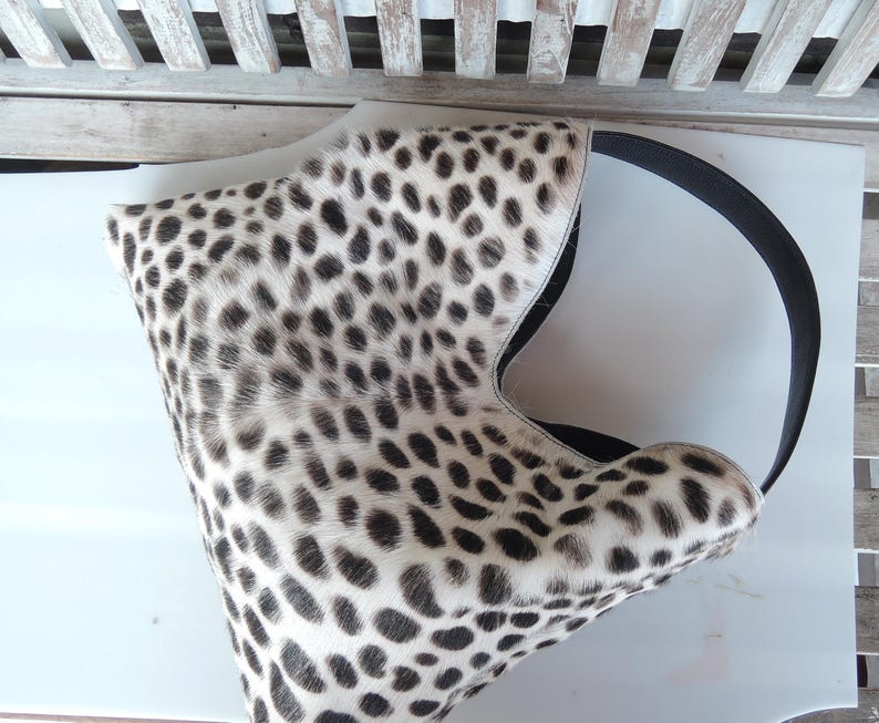 Bolso hobo de piel con estampado de leopardo: Piel de vaca, hecho a mano. imagen 17