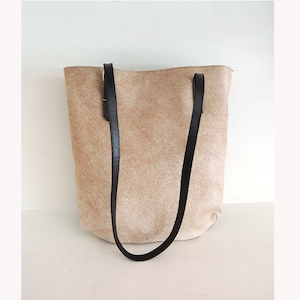 PELO CREMA en bolso HIDE Bolsos de piel de vaca Bolso de pelo de pony Bolso de compras Bolso de piel de vaca Bolso de mano de piel de vaca Bolso elegante de vaquera Bolso occidental