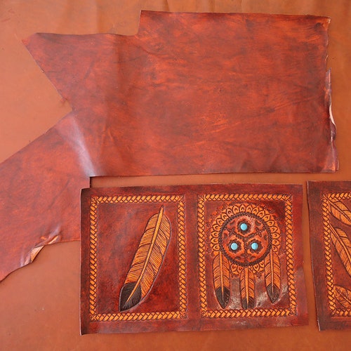 TRIBAL HANDTOOLED LEATHER Wallet Women's Clutch Hand Carved Billfold Wallet with Turquoise Stone shops Multiple Card Slots Wallet Zipper