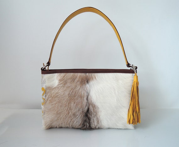 Etsy cowhide purse sale