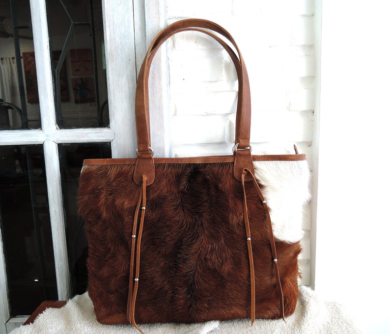 BROWN COWHIDE BAGS Cowhide Handbag Tote Bag Cowhide on Hair Etsy