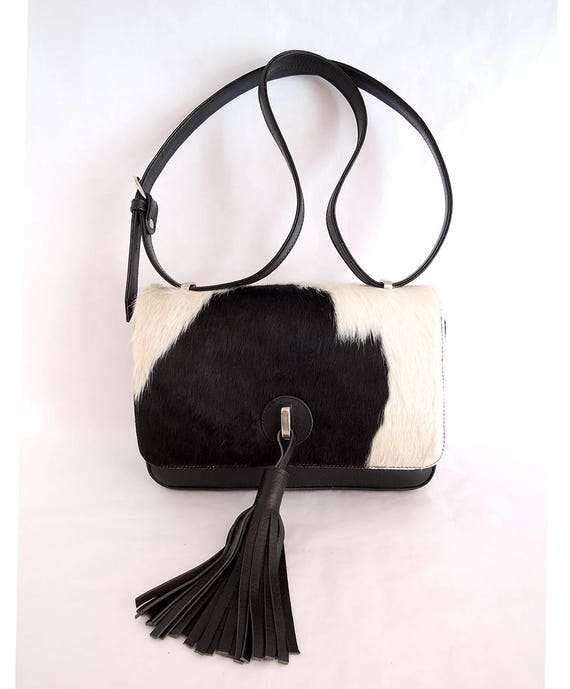 Black And White Cowhide Bags W Leather Tassel Kate Calf Hair Etsy