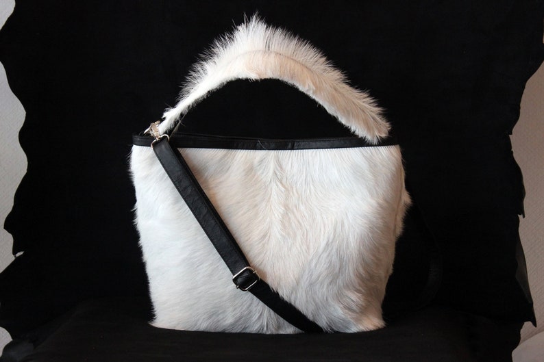 WHITE FUR LEATHER Bag Hair on Goat Leather Handbags image 0