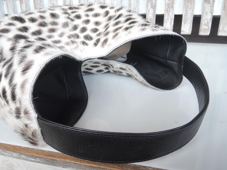 Bolso hobo de piel con estampado de leopardo: Piel de vaca, hecho a mano. imagen 15