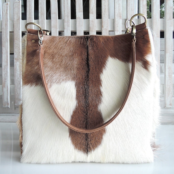Shell Brown & White Cowhide Purse