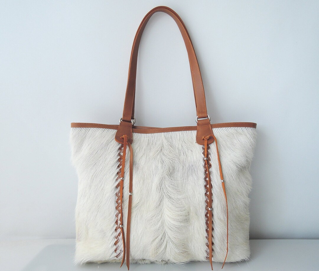 CALF HAIR TOTE Bag Market Weekend Bag Document Bag in Cream Etsy
