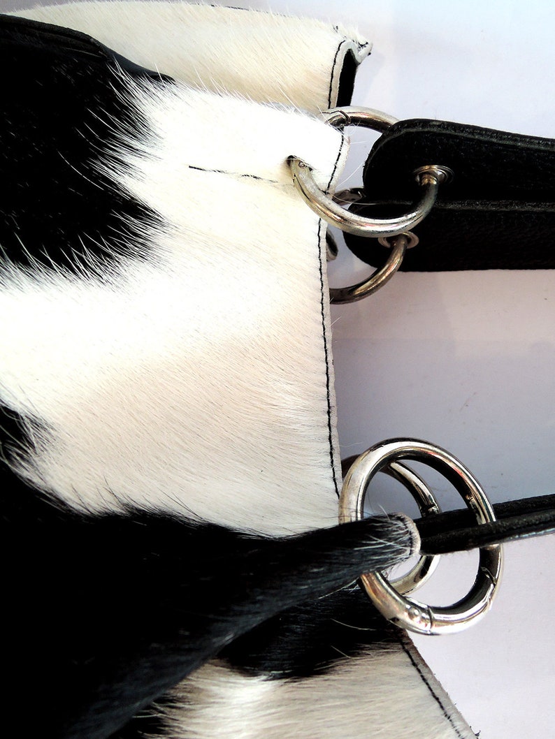 SMALL TOTE BAG in Calf Hair Black White. Sling Bag Crossbody Etsy