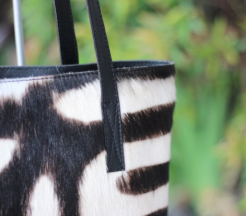 ZEBRA TOTE BAG Shoulder Bag in Zebra Animal Print Black Etsy
