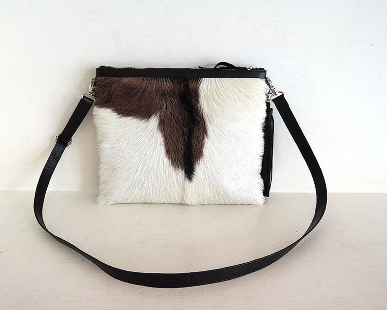 BROWN AND WHITE Cowhide Purse Small Cowhide Clutch Hair on Etsy