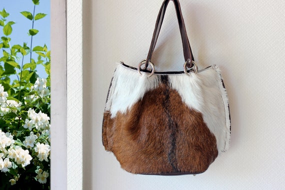 BROWN COWHIDE BAGS, Cowhide Tote Bag, Brown White Fur Purse. Brown Small  Tote, Hair on Hide Bag, Brown Pony Hair Bag, Crossbody Cow Fur Bag - Etsy