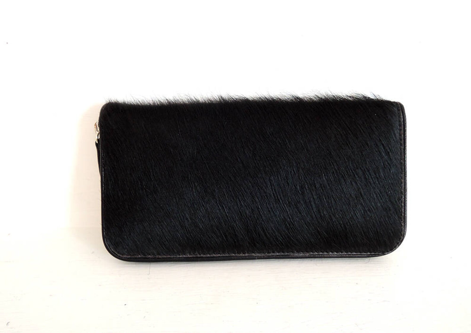 WOMEN'S LEATHER Wallet in Black Calf Hair on Hide / Cow Etsy