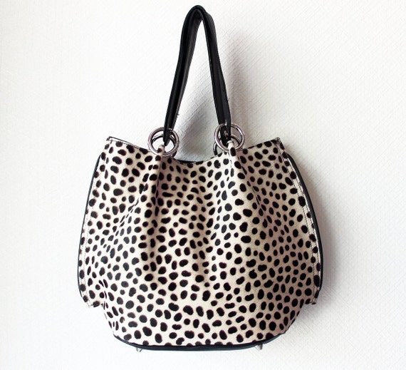 Black Handle Leopard Clutch