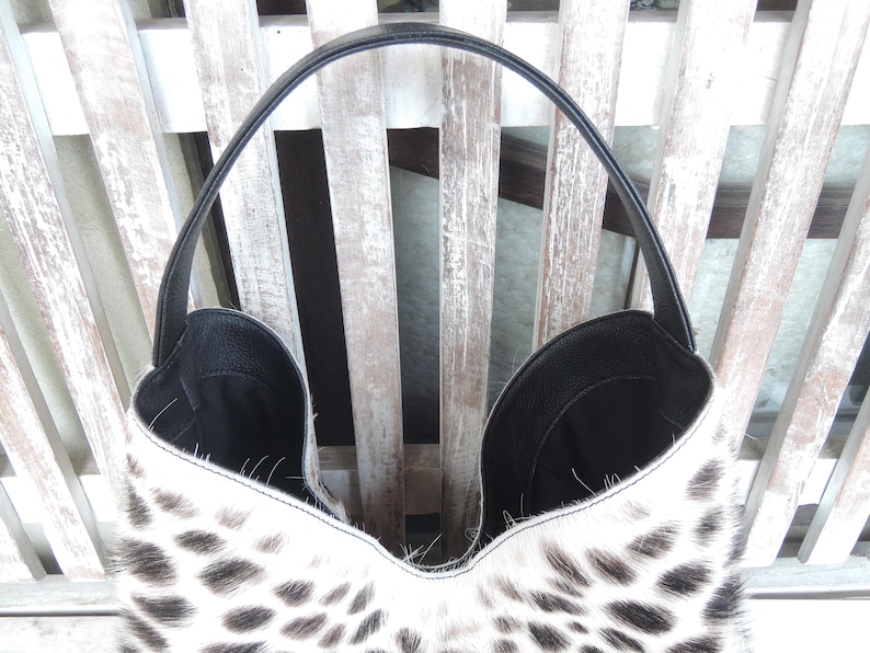 Bolso hobo de piel con estampado de leopardo: Piel de vaca, hecho a mano. imagen 7